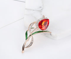 Elegant Rose Crystal Brooch in gray