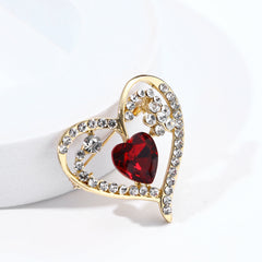 elegant red rhinestone alloy pin on a jacket