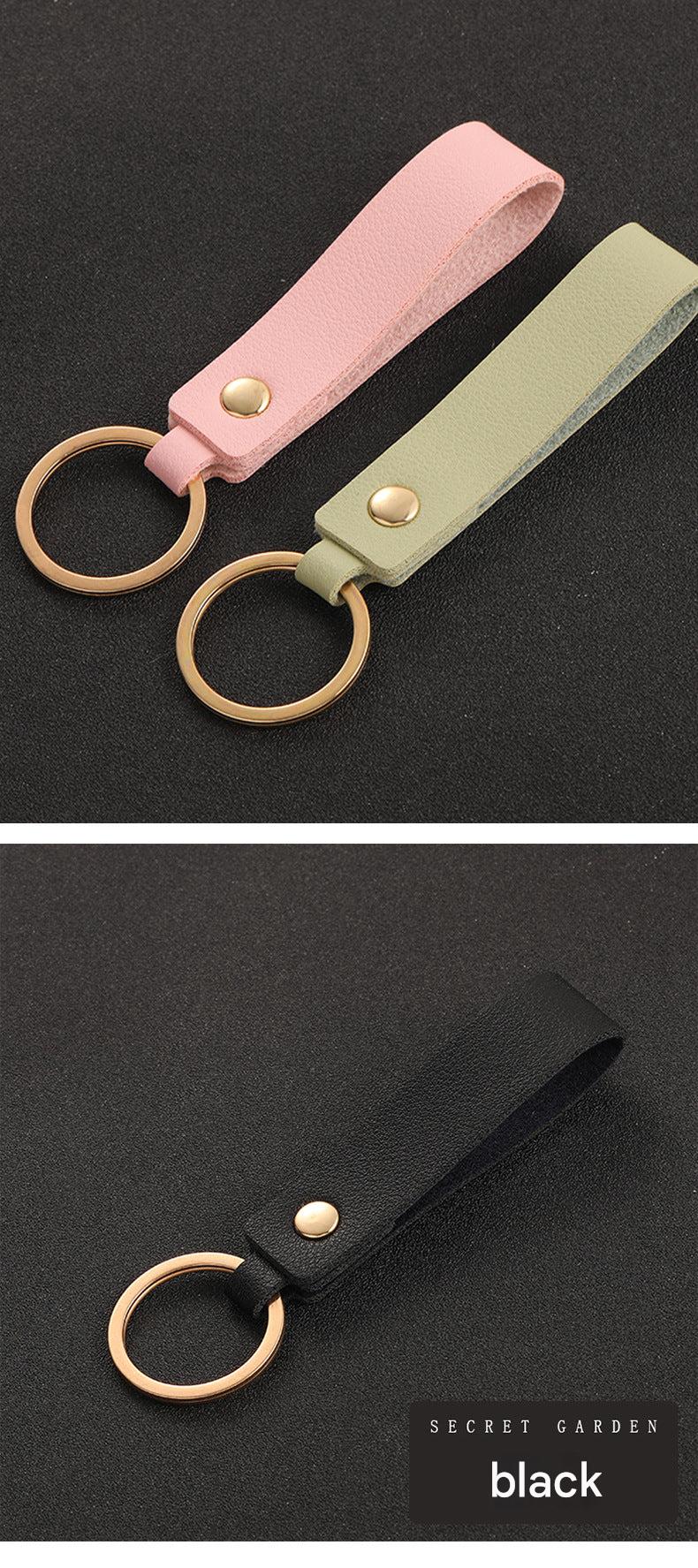 Black stylish PU leather keychain featured