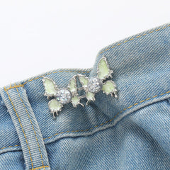 Adjustable Waist Butterfly Buckle with Rhinestones - Side View