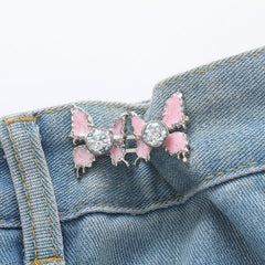 Adjustable Waist Butterfly Buckle with Rhinestones - Close Up
