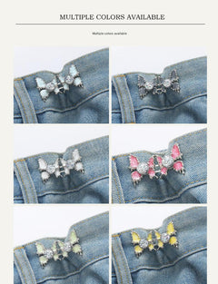 Adjustable Waist Butterfly Buckle with Rhinestones - Close Up