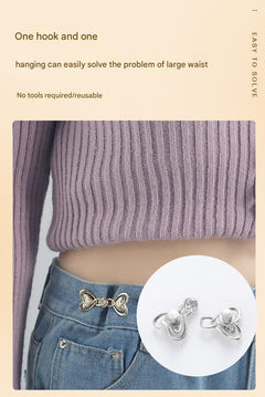 Adjustable waist button attached to a dress