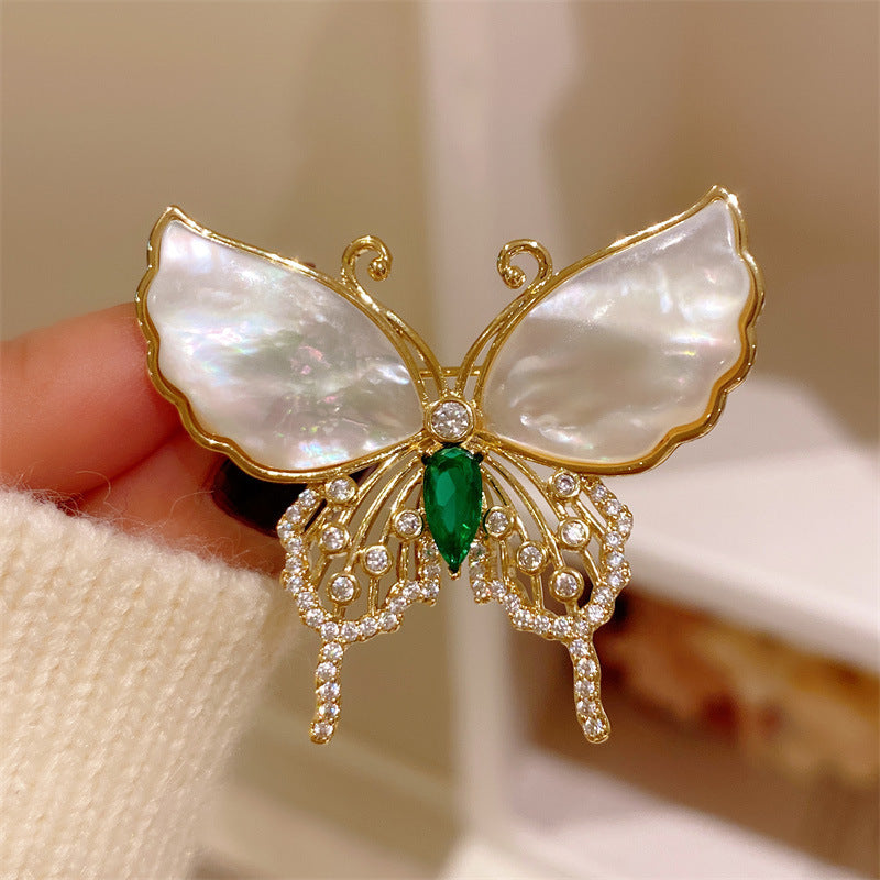 Natural Shell Butterfly Brooch