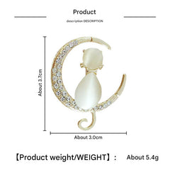Unique cat themed brooch with sparkling gems