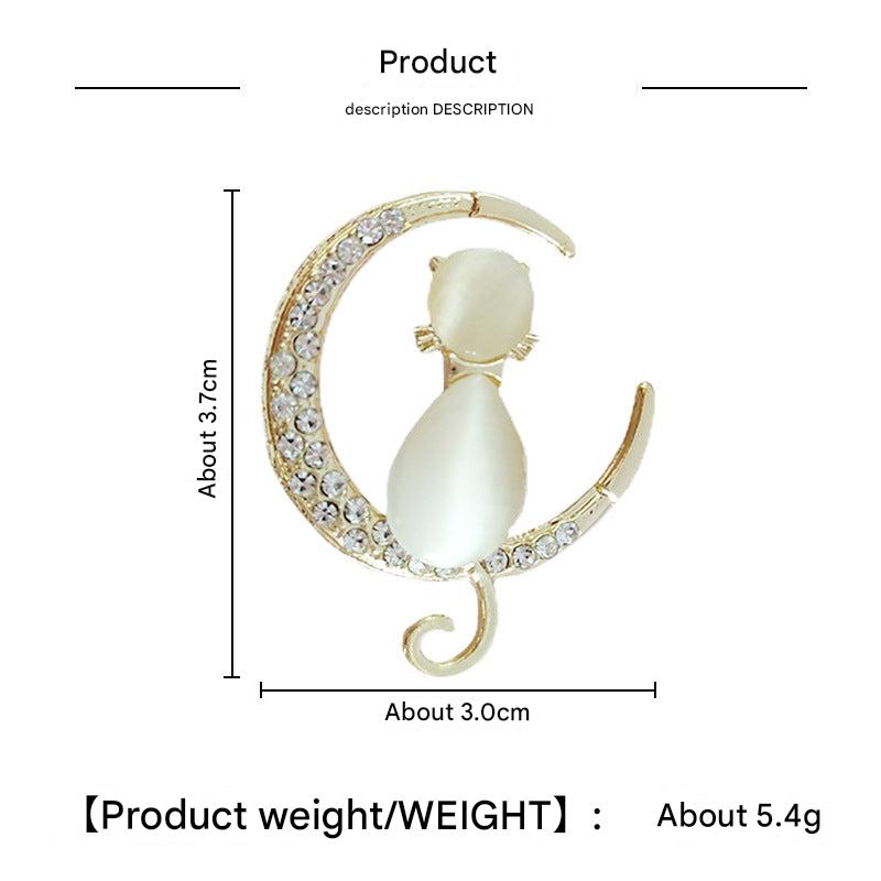 Unique cat themed brooch with sparkling gems