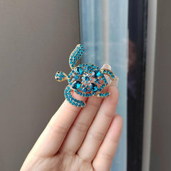 Charming Rhinestone Turtle Brooch on display image 3