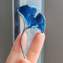 Ginkgo Leaf Brooch displayed on stylish blouse image 3