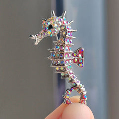 Cute Seahorse Brooch with Rhinestones - Image 1