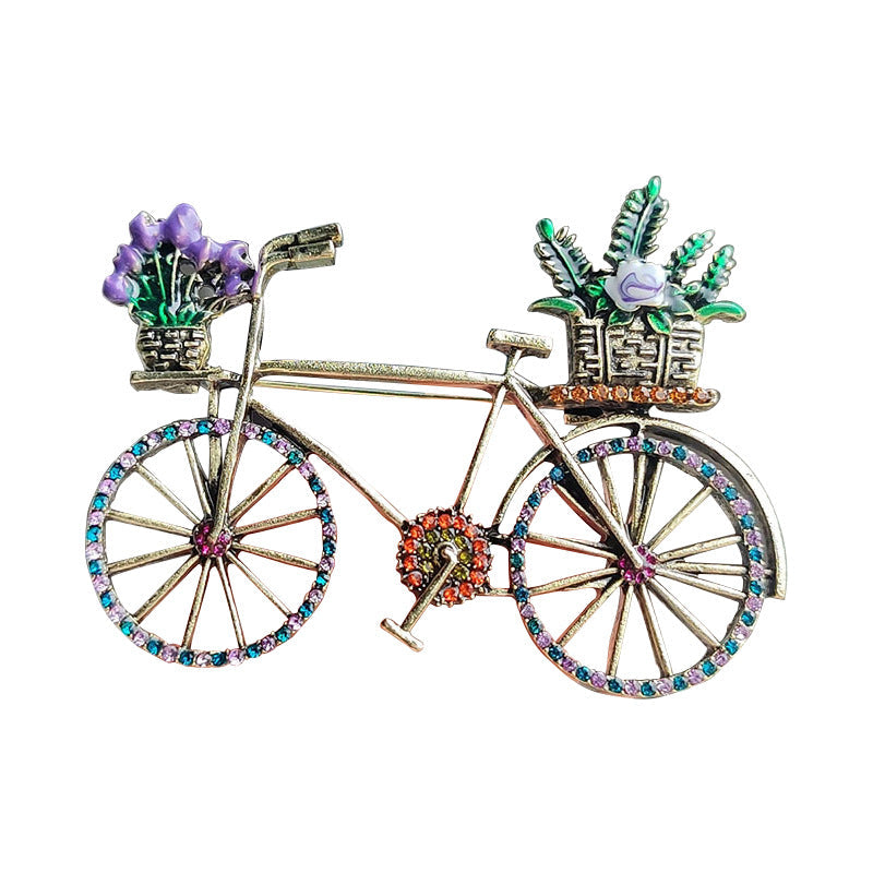 Image of fashionable women wearing rhinestone brooch accessory