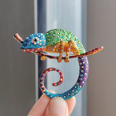 Colour-Changing Lizard Brooch Side View