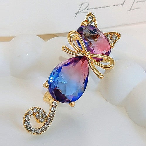 Stylish iridescent jewellery cat pin