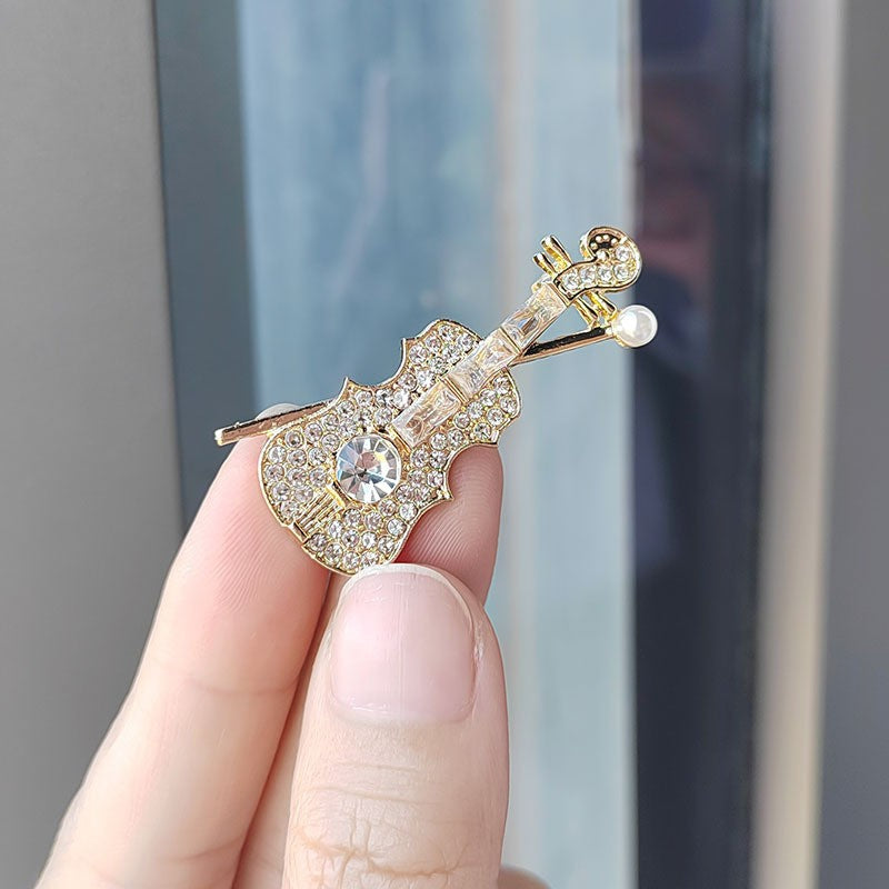 Detailed View of Brooch - Alloy and Rhinestones