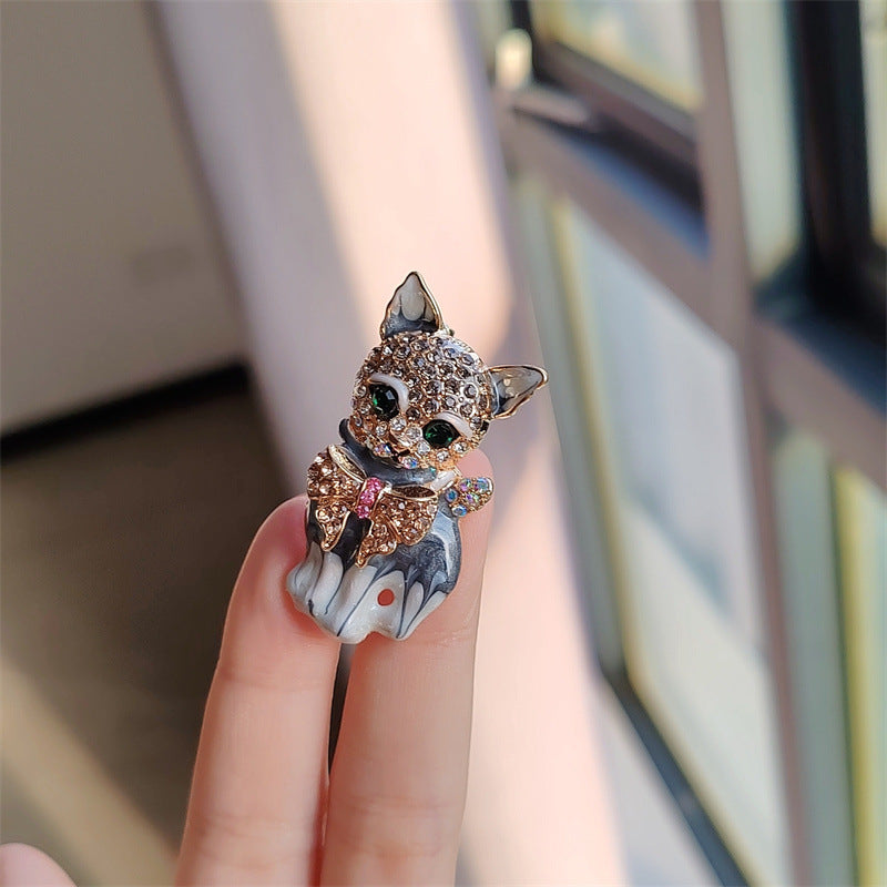 Trendy brooch pin displayed in flat lay
