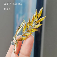 Elegant wheat spike brooch styled on a scarf