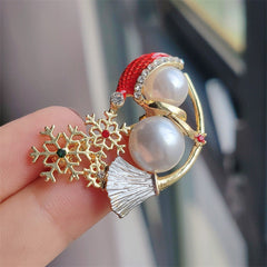 Snowman Brooch with elegant pearl detailing