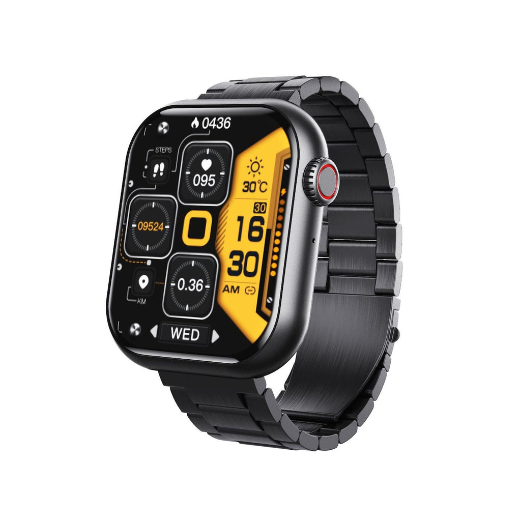F57 smartwatch front view with health stats displayed