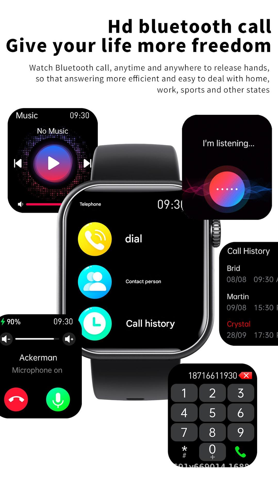 F57 smartwatch close-up showing heart rate monitor