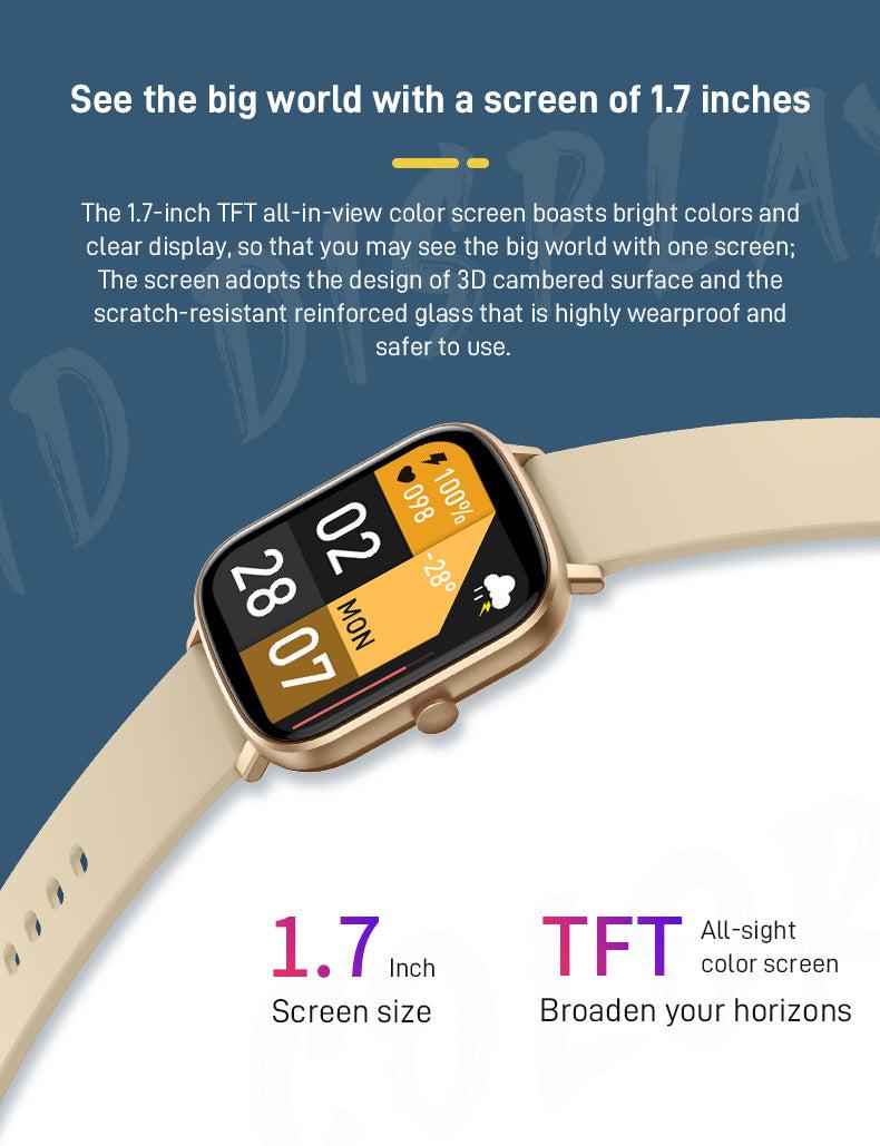 P55 Smartwatch side view showcasing music control function