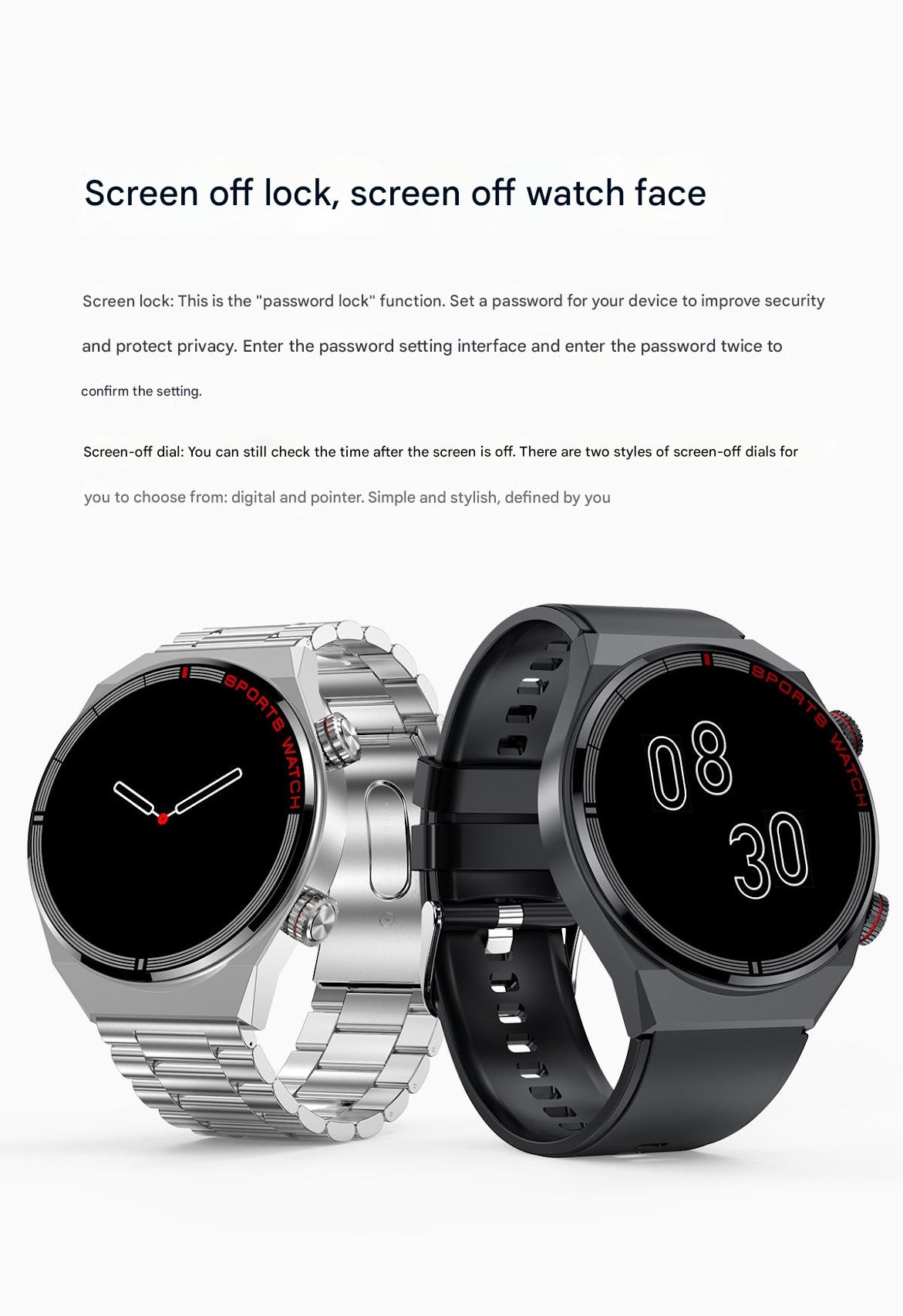 Smartwatch with NFC and ECG monitoring on display