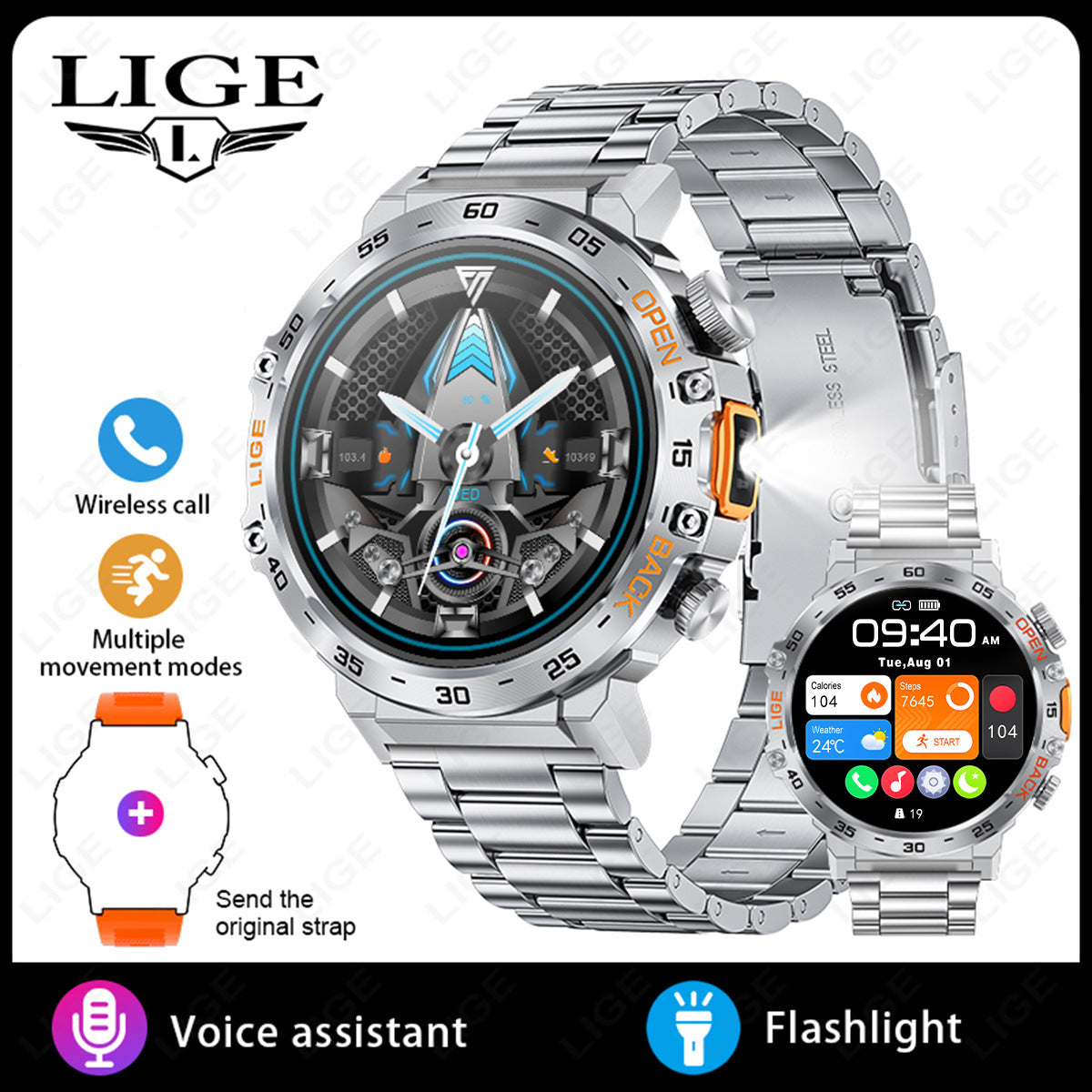 Smart Bluetooth sports watch with HD display