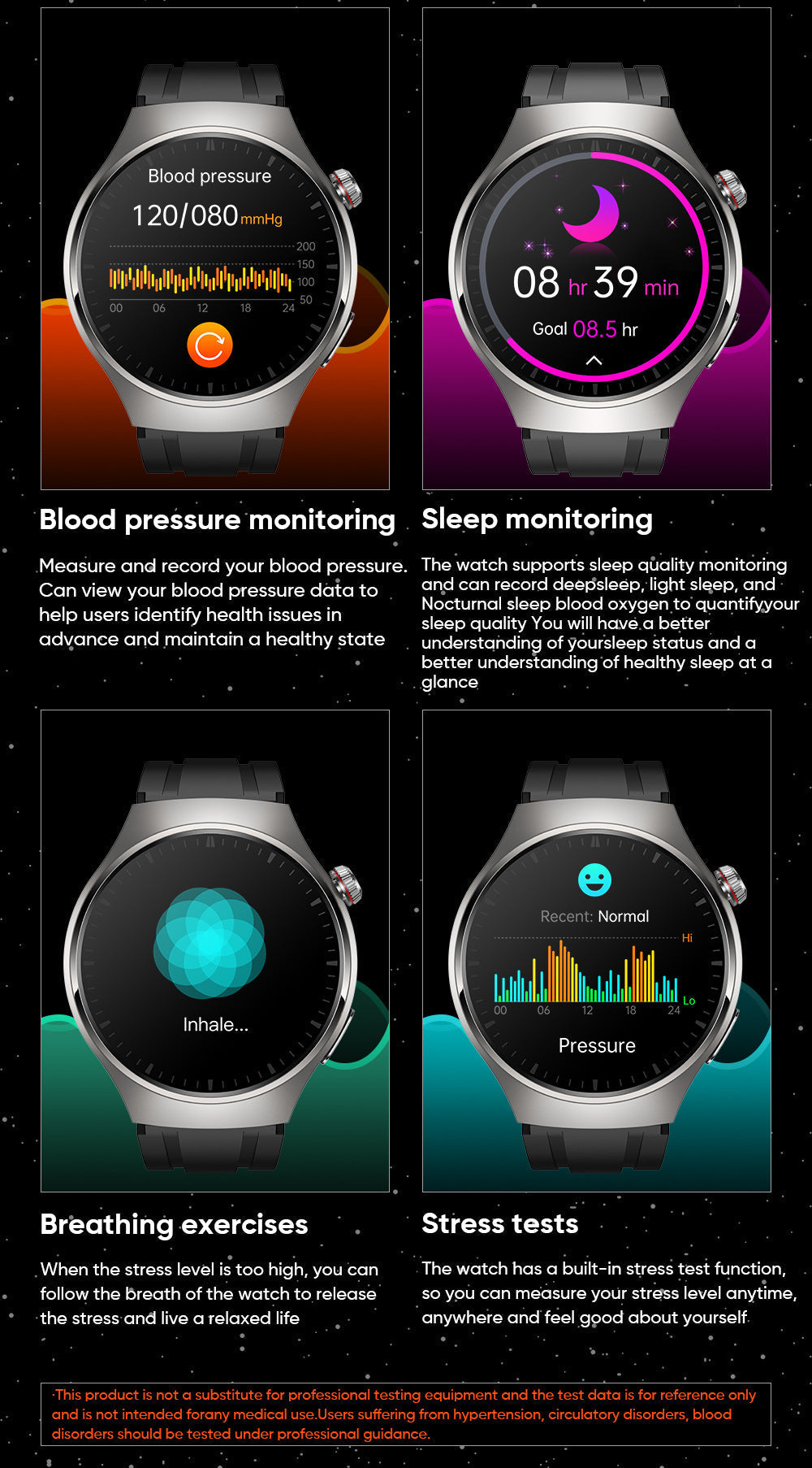 LIGE smartwatch with AMOLED screen front view