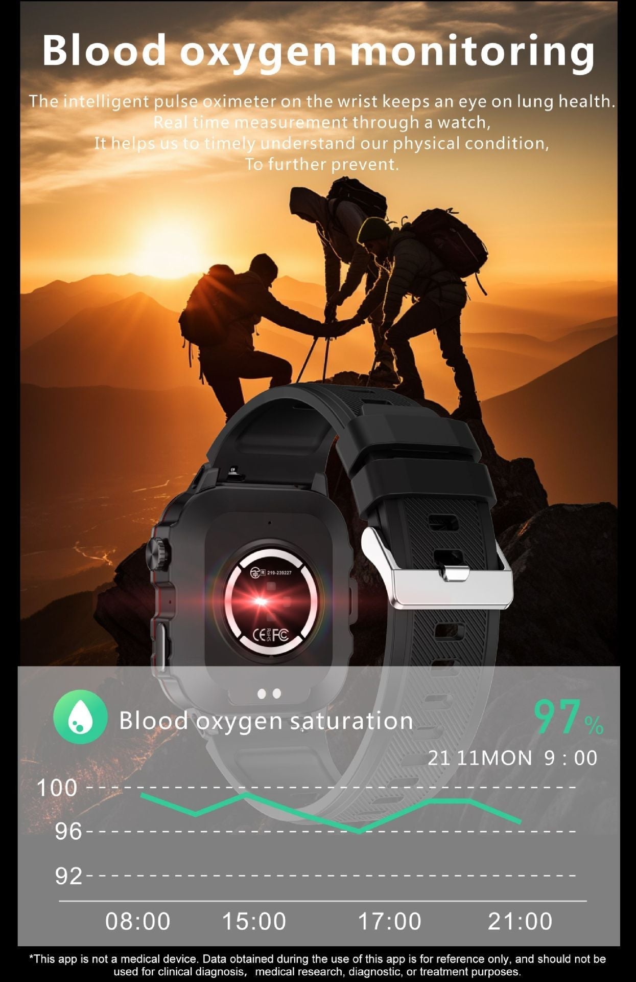 Smartwatch with long battery life on display