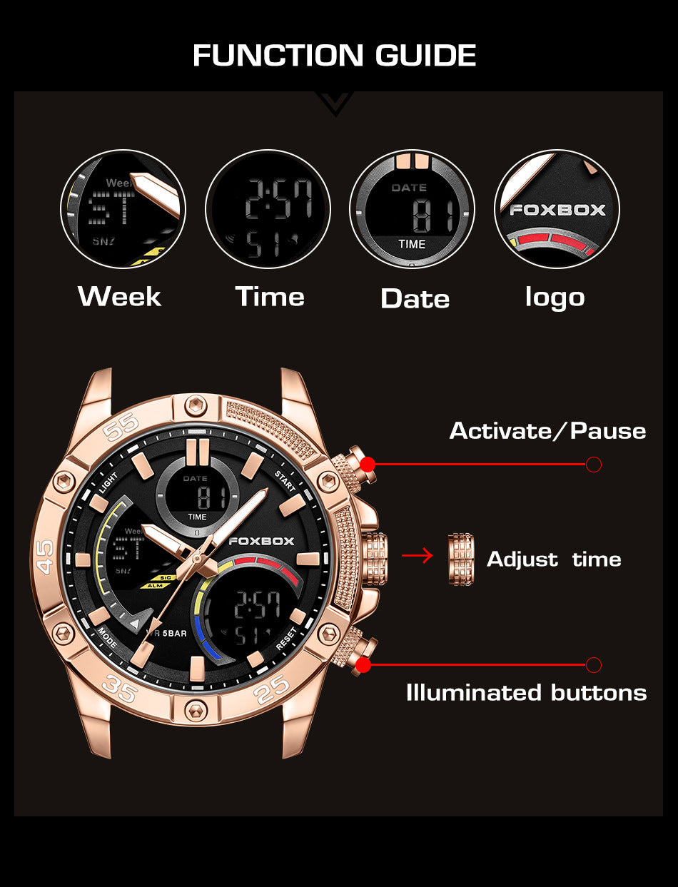 Durable zinc alloy case of the sports watch
