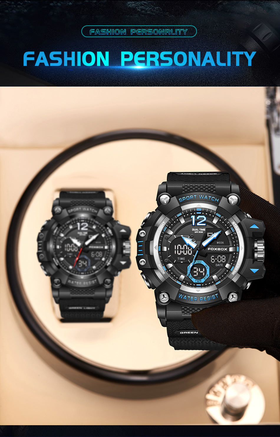 silicone strap detail of sport watch