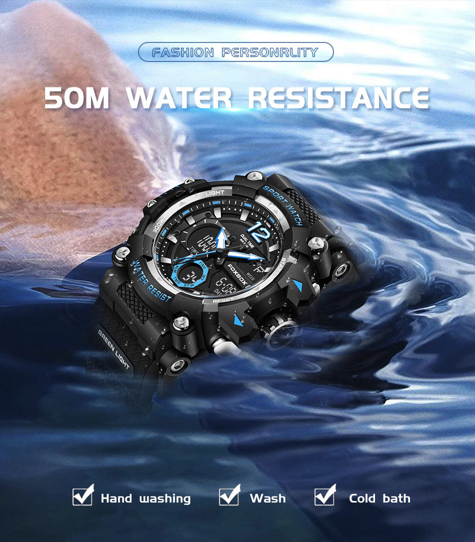 black-silver men's dual display watch