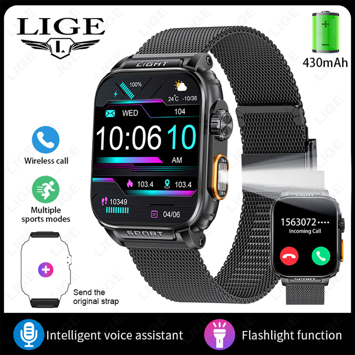 LIGE smartwatch lifestyle image during exercise