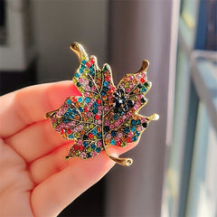 Close-up of the leaf brooch design with crystals