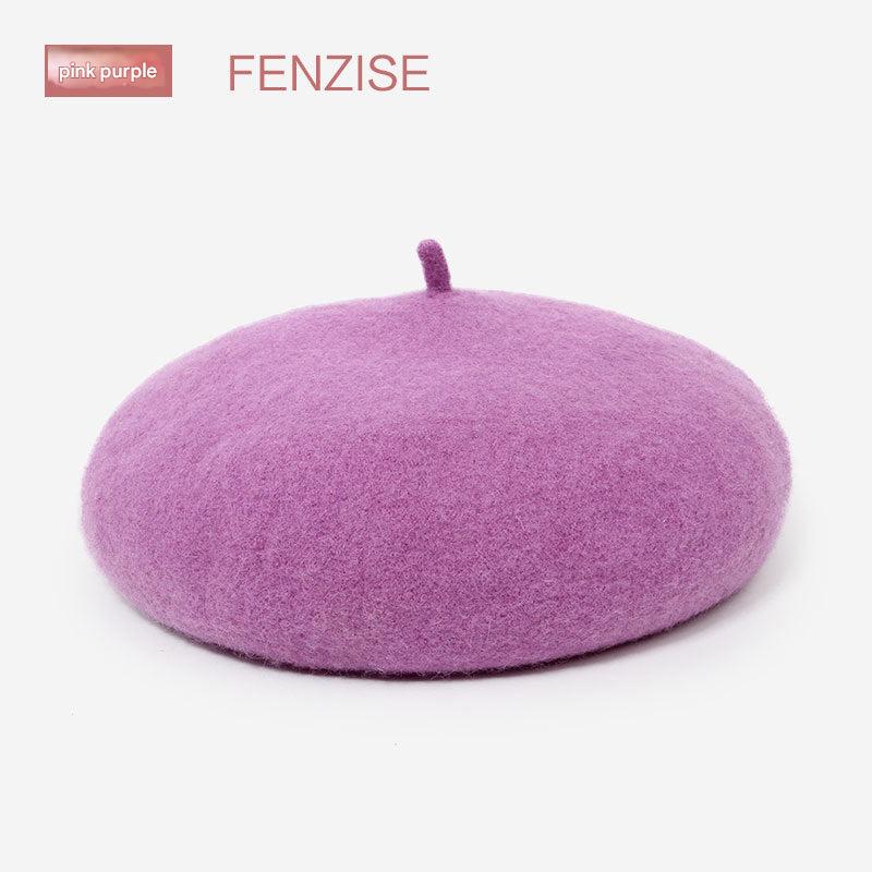 Multicolour wool beret for winter fashion