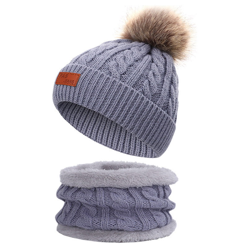 Detail of pom-pom on children's winter hat