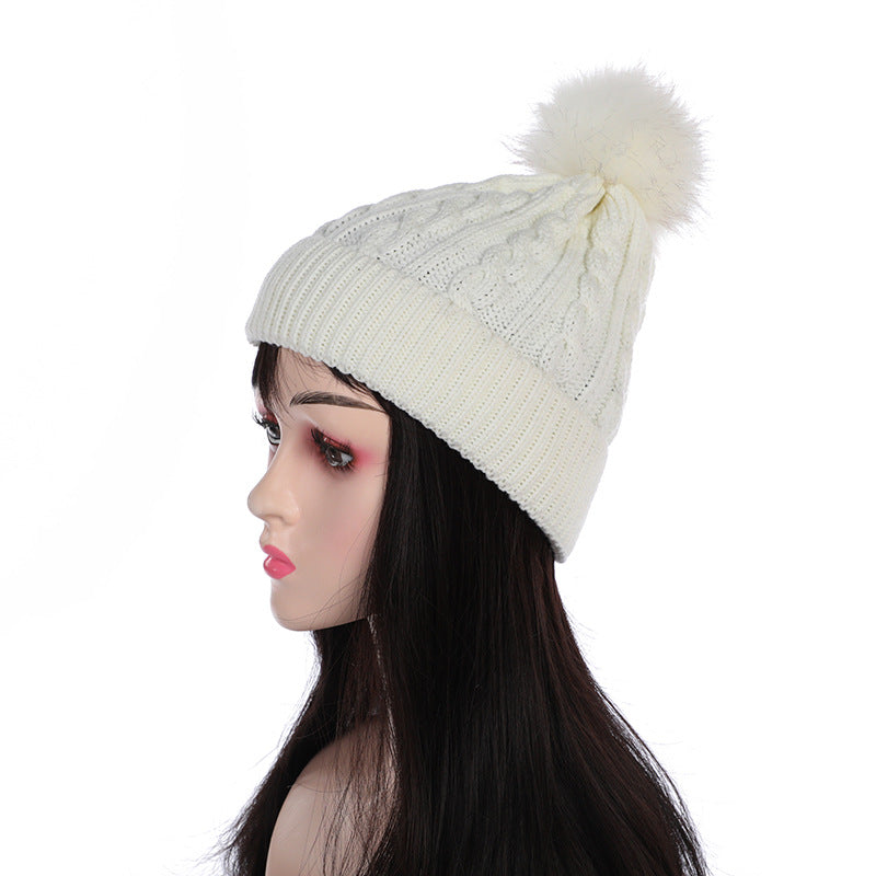 Trendy burgundy knit beanie with pom pom