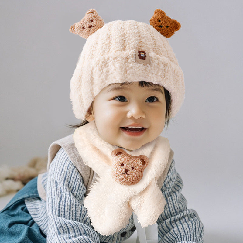Soft polyester bear hat with ears for toddlers