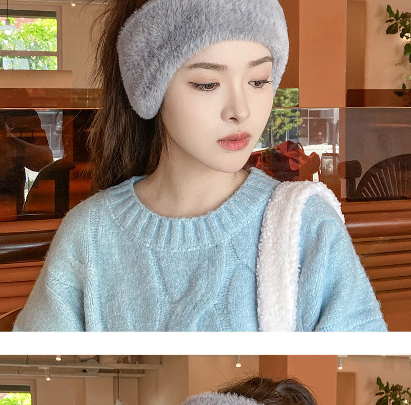 Fleece-lined winter ear warmer beanie in black