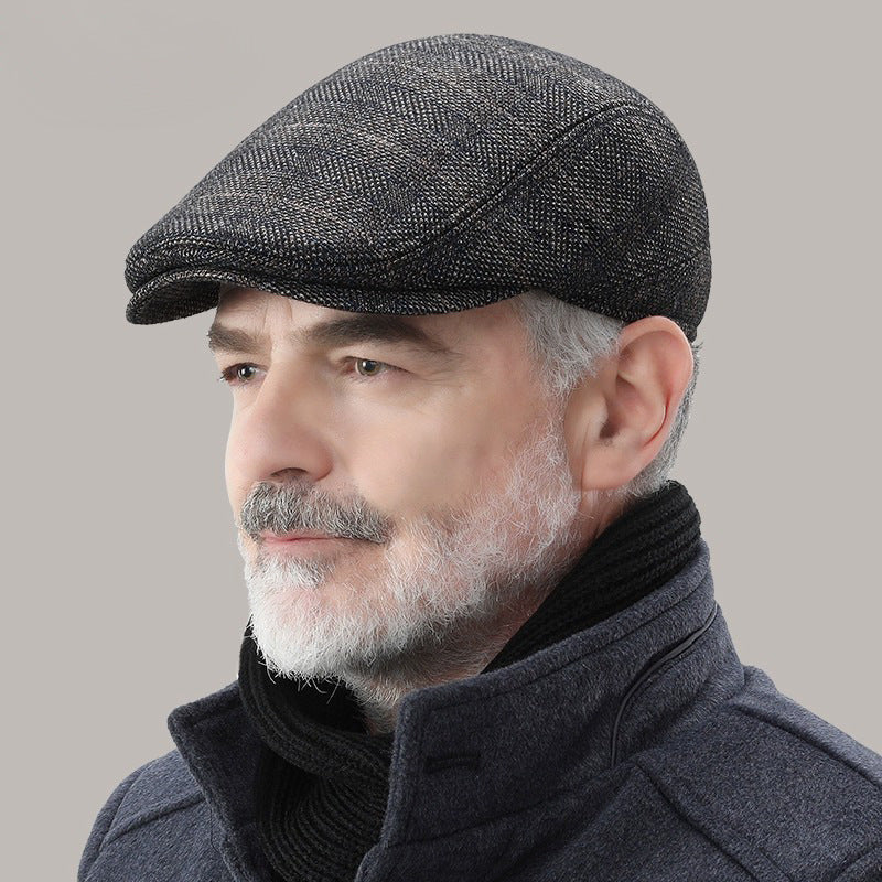Stylish vintage beret hat worn by model