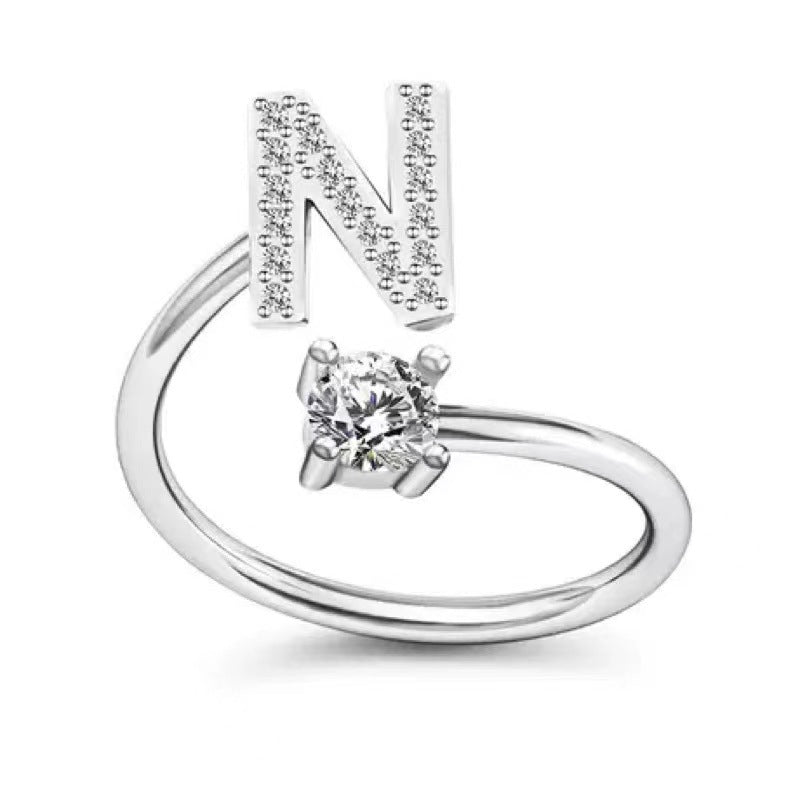 Stylish adjustable alphabet ring with initials