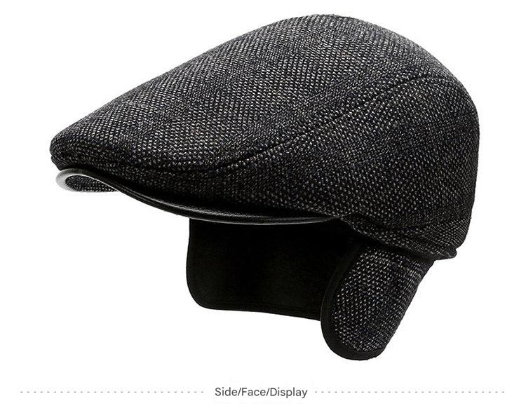 Men's winter beret hat top view