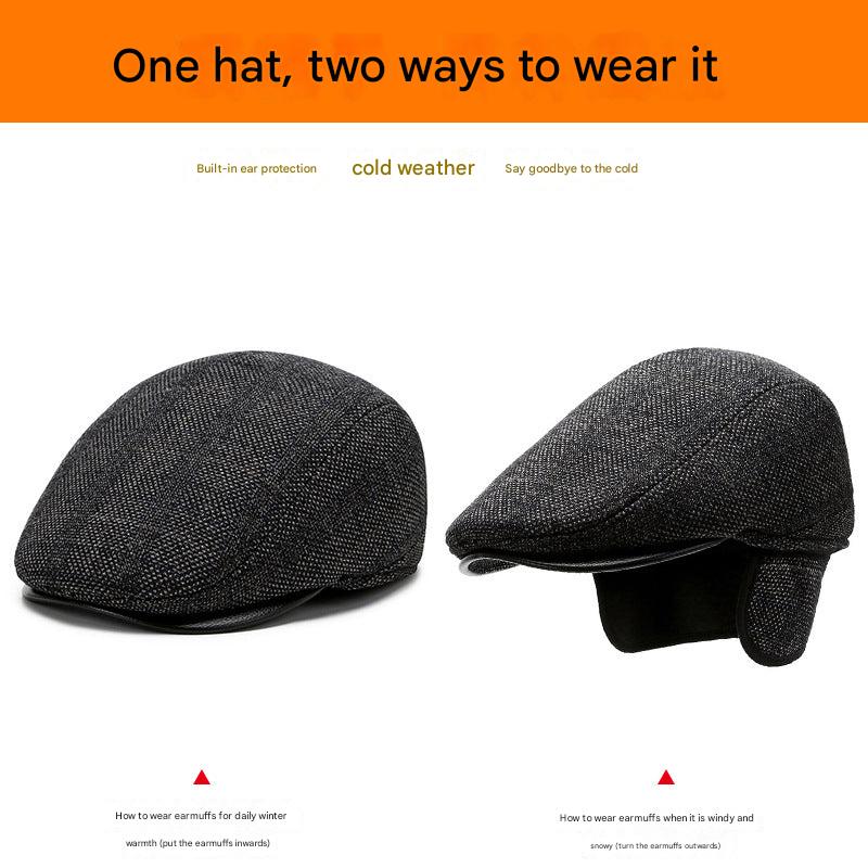 Men's winter beret hat in brown