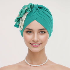 Lightweight polyester floral hijab cap