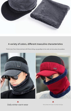 Warm acrylic knit hat and scarf set in various colours