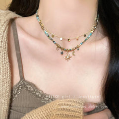 Layered vintage necklace showcasing unique geometric design