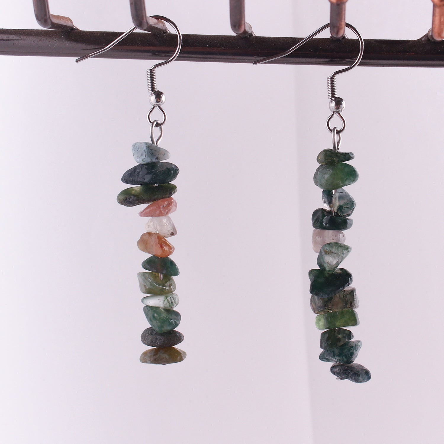 Handmade Natural Stone Crystal Drop Earrings Image 2