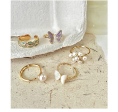 Close up of vintage butterfly ring for women