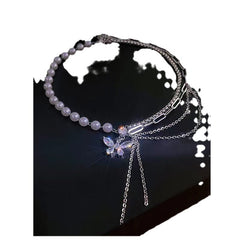 Zircon detailing on butterfly necklace