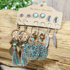 Close up of Leaf and Feather Dangle Earrings design