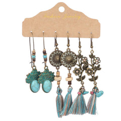 image of vintage bohemian earrings in purple with tassels