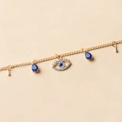 Gold-Plated Crystal Evil Eye Necklace front view